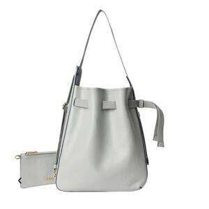 Ecco Light Gray Bucket Shoulder Bag with Pouch